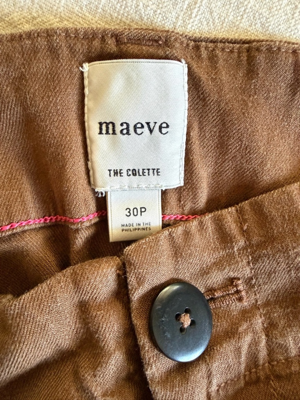 Maeve Colette Rust-Brown Button Front Pants - Picture 2 of 2